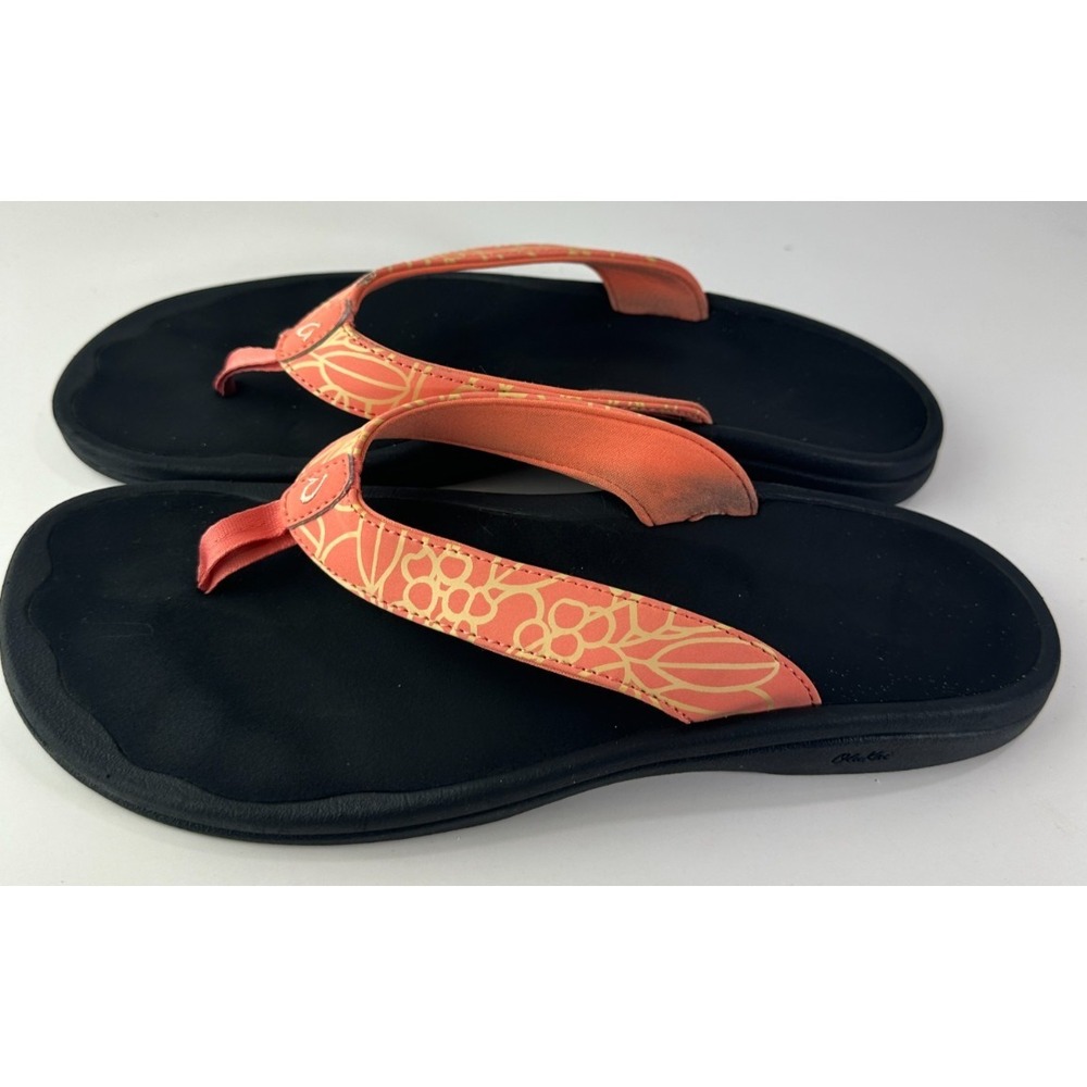 OluKai Ohana Flip Flop Sandals Orange Yellow 20110 Water Resist Women's Size 11 - Picture 11 of 16